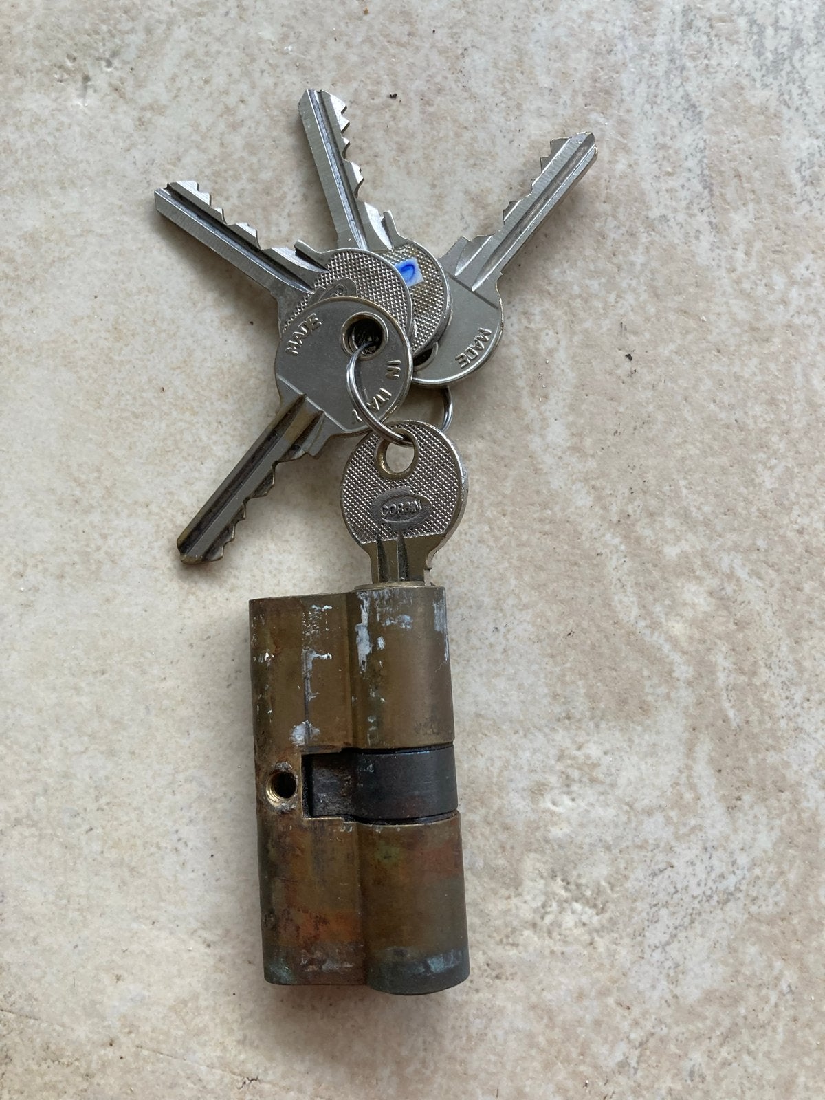 Corbin cilinderslot 60mm met 5 originele sleutels, Ophalen of Verzenden, Gebruikt, Overige materialen, Slot