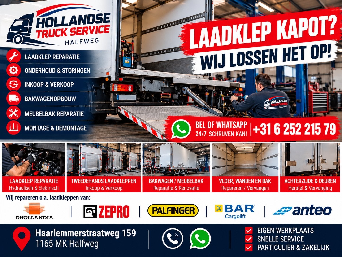 Laadklep Reparatie | Bakwagen & Meubelbak | Inkoop & Verkoop, Auto-onderdelen, Ophalen, Carrosserie en Plaatwerk