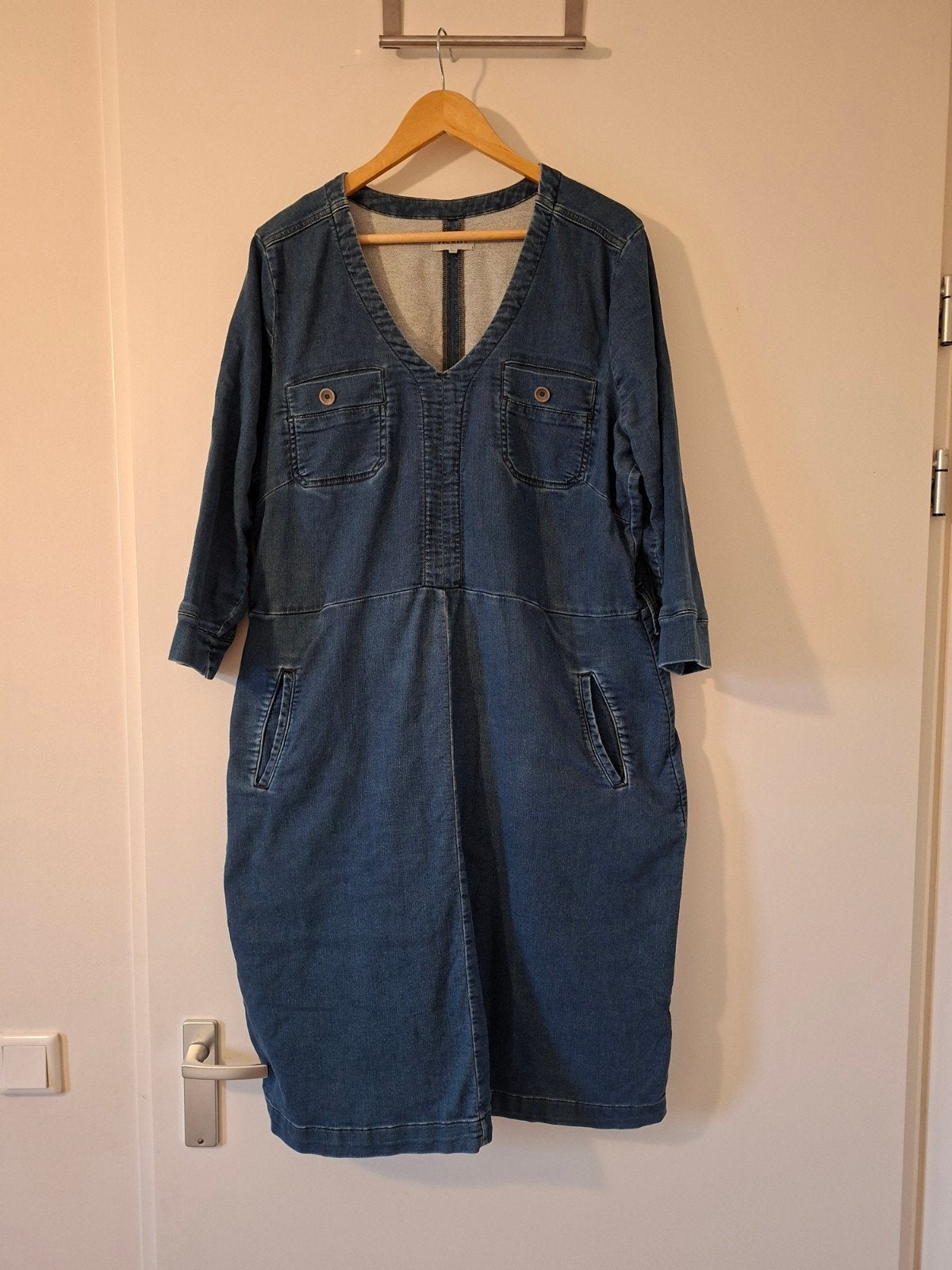 Promiss Jeansjurk Denim Jurk XXL 46 48 V-hals Zakken, Kleding | Dames, Grote Maten, Promiss, Blauw, Jurk, Ophalen of Verzenden
