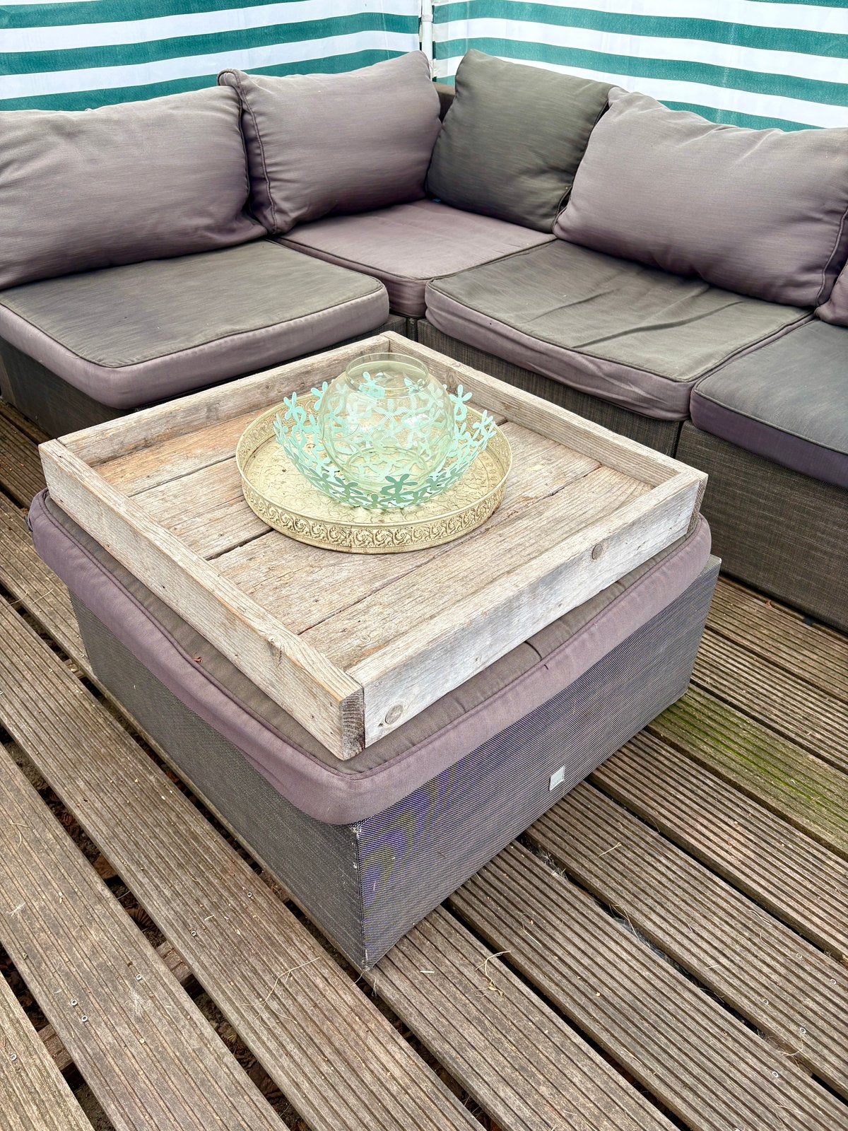LOUNCHE SET HOEKBANK MET HOCKER, Ophalen, Kunststof, Gebruikt, 6 zitplaatsen