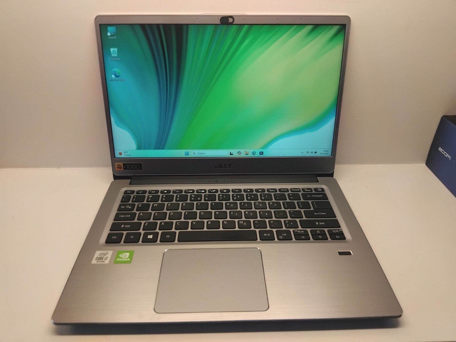 Acer Swift i7 | 8 GB | 1000 SSD | 14 inch | Nvidia | W11, Computers en Software, Windows Laptops, Met videokaart, 2 tot 3 Ghz