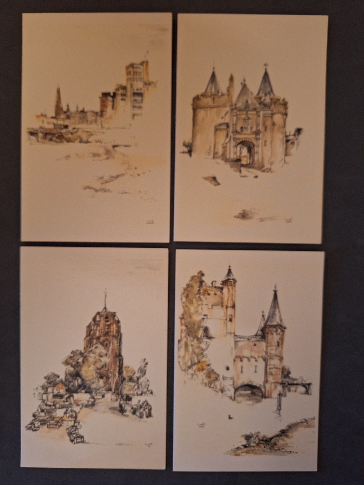 4 x Vouwkaart Jan Korthals, Ophalen of Verzenden, Ongelopen, Stad of Dorp