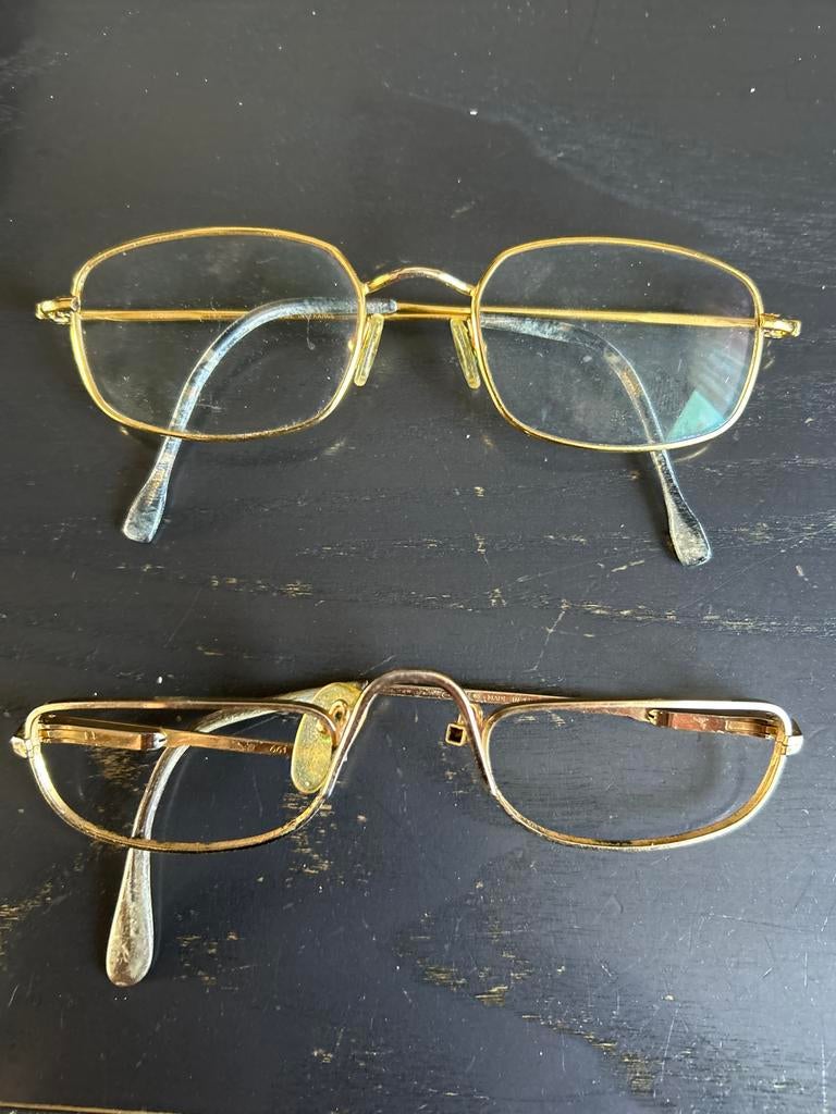 Vintage gouden brilmonturen (2 stuks), Ophalen of Verzenden, Gebruikt, Bril, Overige merken