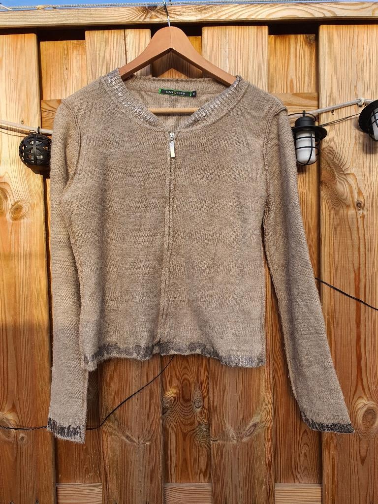 Lizzy & Coco wollen vest M beige bruin luxe, Ophalen of Verzenden, Zo goed als nieuw, Maat 38/40 (M), Beige