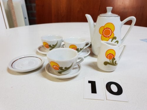 mini servies gele bloemen, Ophalen of Verzenden