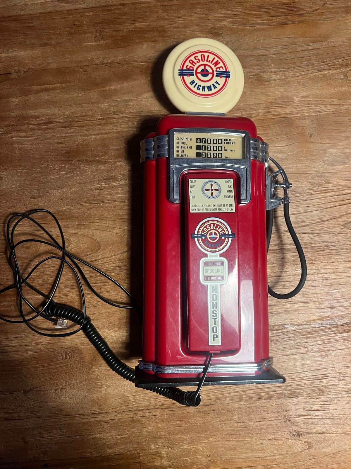 Vintage Telefoon Benzinepomp Design - Rood, Ophalen of Verzenden, Gebruikt