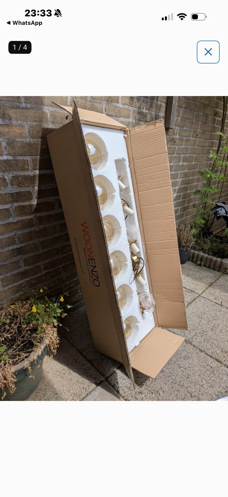 Woonenzo Hanglamp met 6 glazen kappen- Nieuw in doos, Ophalen of Verzenden, Zo goed als nieuw, E14 (klein)
