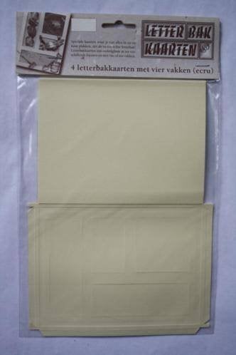 4 pakjes Letterbakkaarten 4 vaks ecru, Hobby en Vrije tijd, Ophalen of Verzenden, Nieuw, Overige thema's, Blanco kaart of Basiskaart