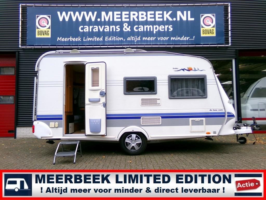 Hobby De luxe Easy 440 +VOORTENT +FIETSREK +RESERVEWIEL+ETC, Caravans en Kamperen, Hobby, 1000 - 1250 kg, Dwarsbed, Fietsenrek