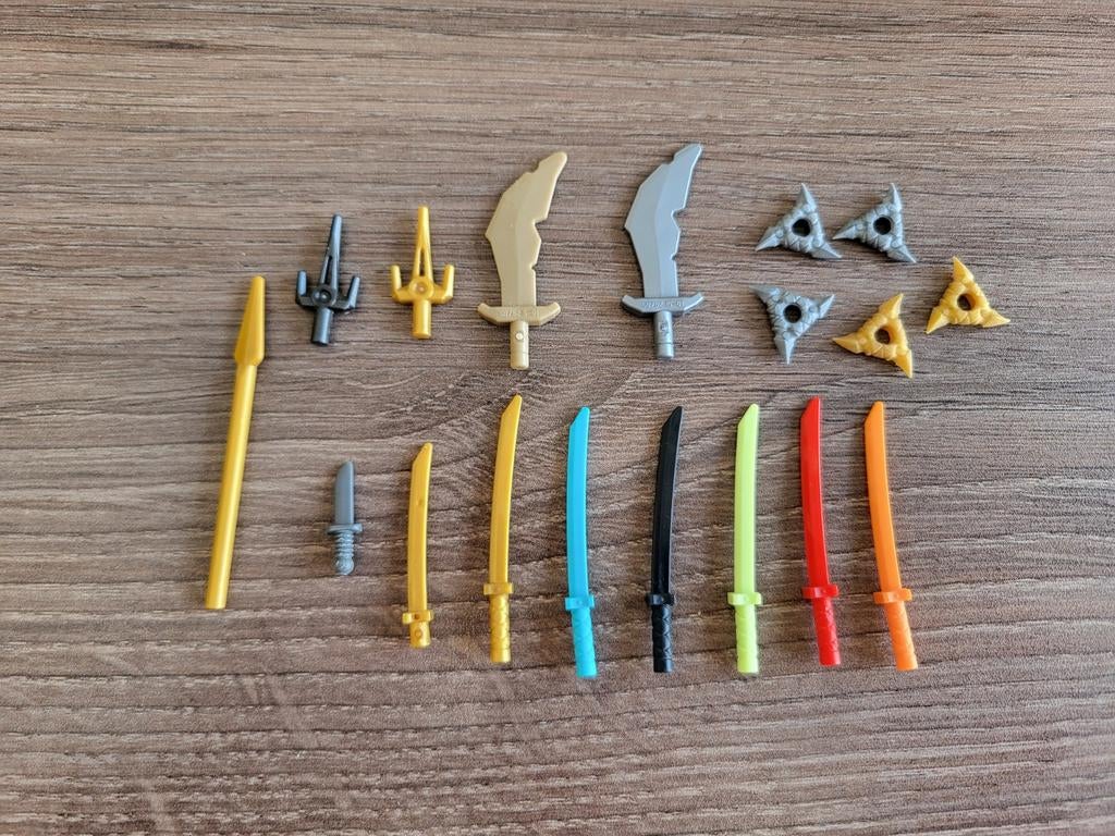 Set 15. Lego Ninjago wapentjes.  Werpster, zwaard, katana, Lego, Accessoire, Ophalen of Verzenden, Zo goed als nieuw