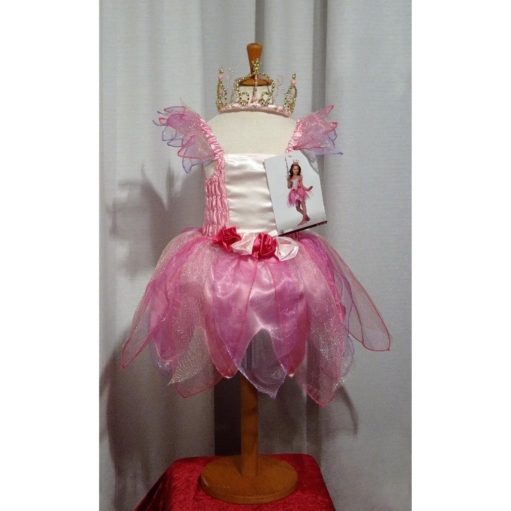 Nieuw ! Maat 98 Mooie Roze Prinsessenjurk + Kroondiadeem, Kinderen en Baby's, Carnavalskleding en Verkleedspullen, Ophalen of Verzenden