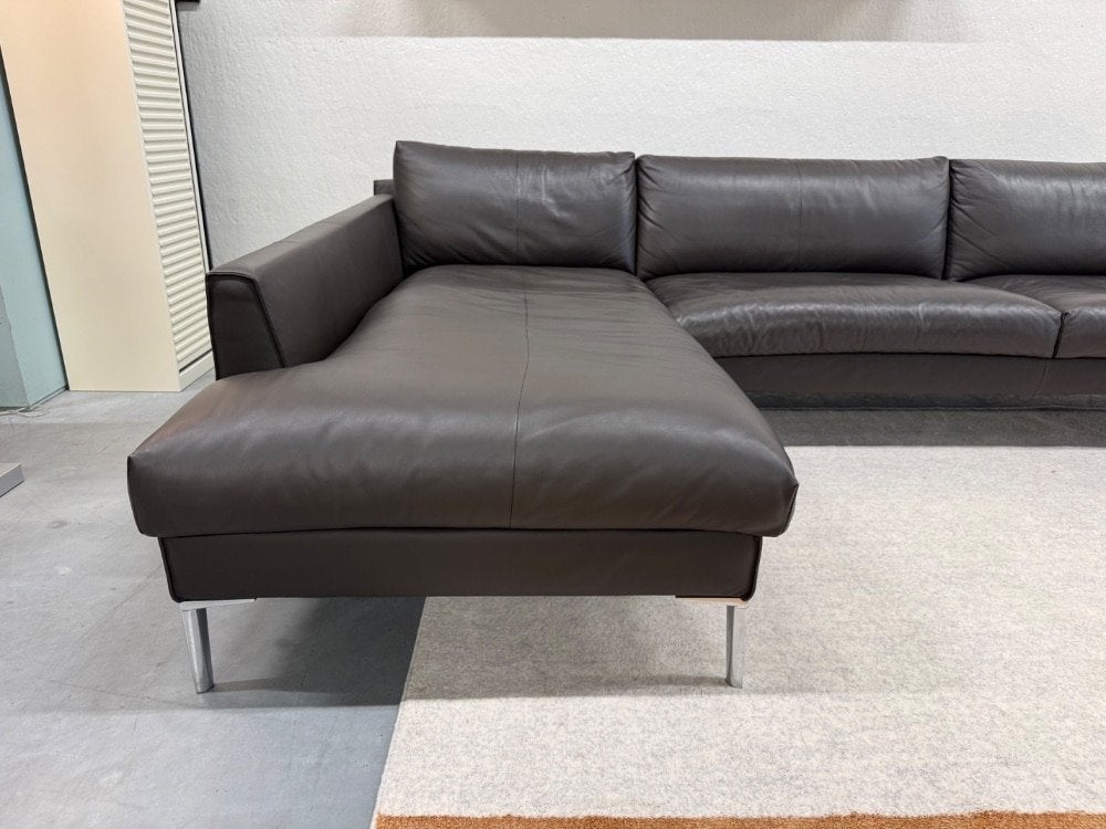 Als Nieuw Design on stock Heelz Hoekbank bruin leer Bank 312, Huis en Inrichting, Hoekbank, Leer, Ophalen of Verzenden, Zo goed als nieuw