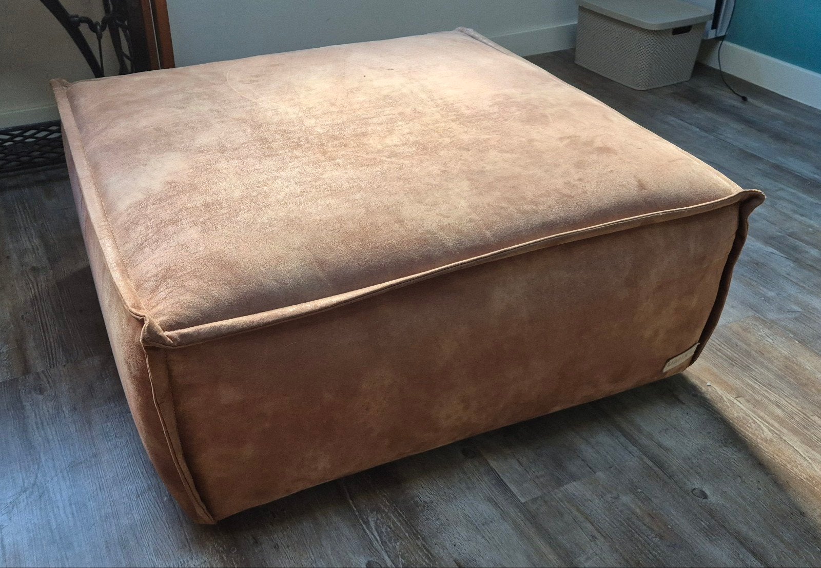 poef umix bruin alcantara, Ophalen, Gebruikt, Vierkant, 75 tot 100 cm