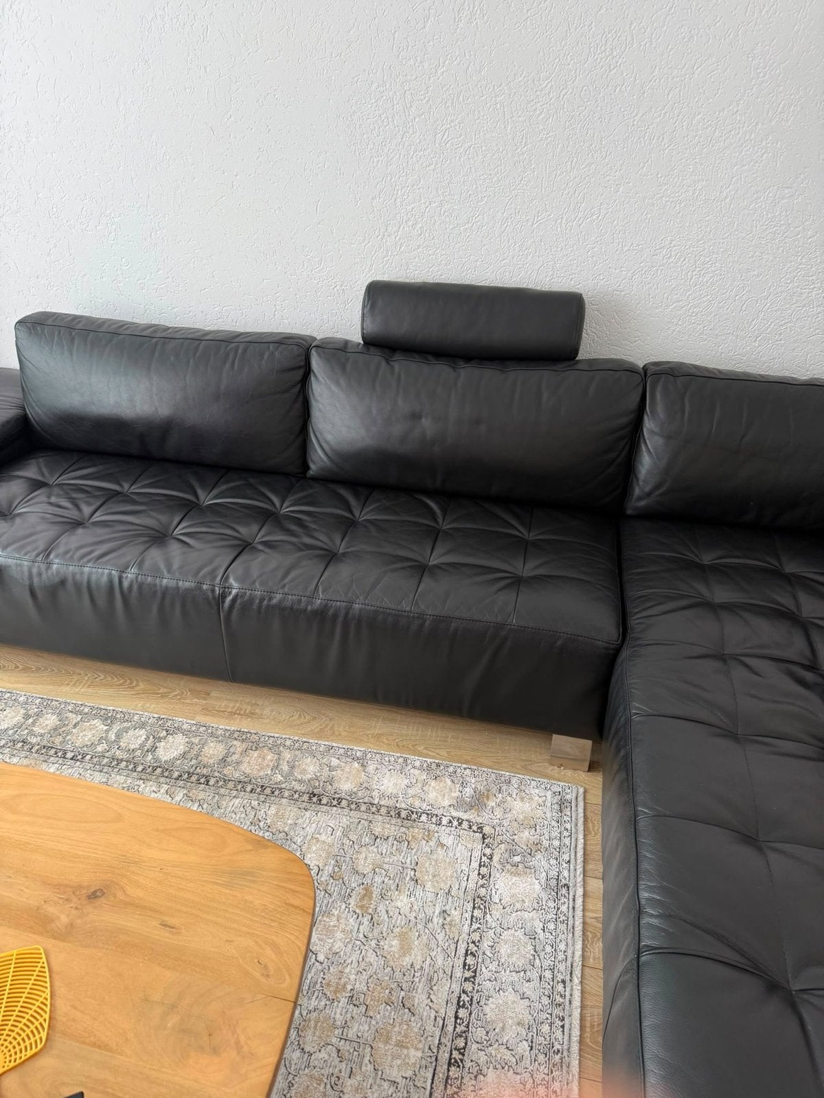 Moderne leren bank en fauteuil van Henders en Hazel, Ophalen, Hoekbank, Zo goed als nieuw, 200 tot 250 cm