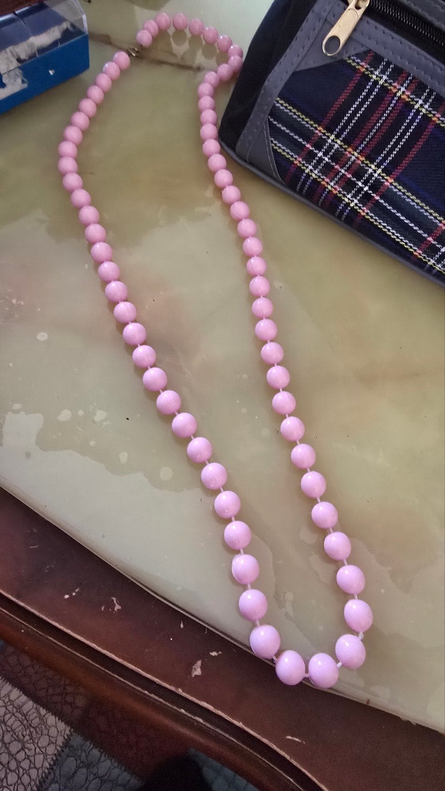 Mooie roze dames ketting met kralen, Ophalen of Verzenden, Zo goed als nieuw, Roze, Kunststof