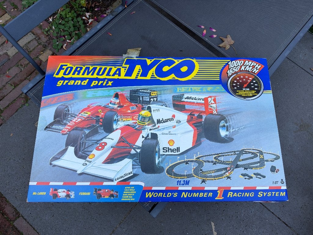 FormulaTYCO slotracebaan 11,3m (niet werkend) 90's, Kinderen en Baby's, Ophalen, Zelf te bouwen, Tyco, Elektrisch
