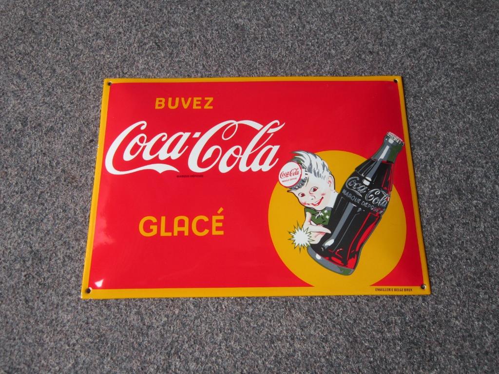COCA COLA EMAILLE RECLAMEBORD, Verzamelen, Ophalen, Zo goed als nieuw, Reclamebord