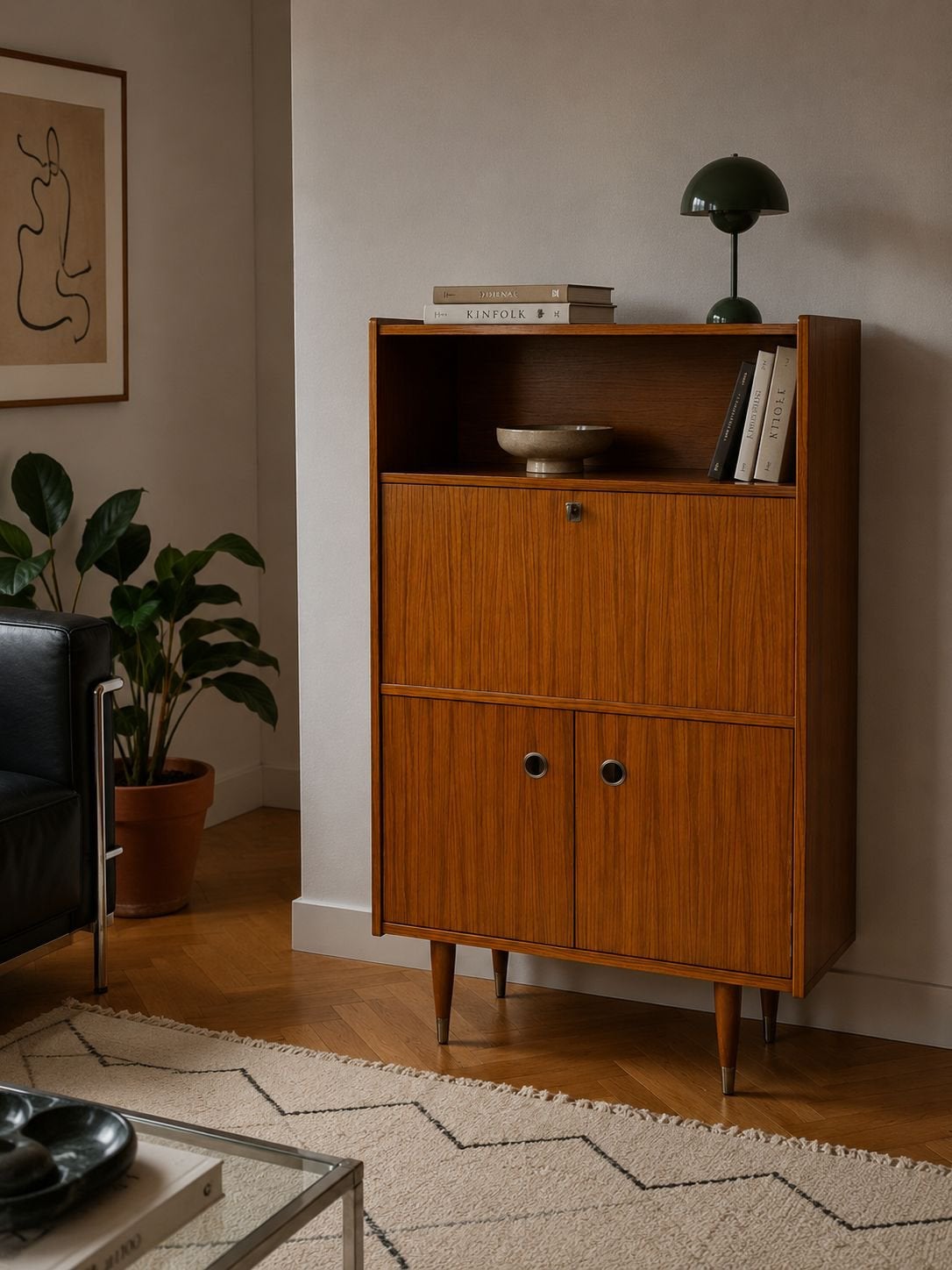 Vintage Unigro kast opbergkast met klep, Ophalen, Gebruikt, Mid century modern