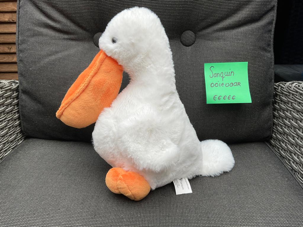 Nieuwe witte Sanquin ooievaar knuffel. Wit oranje pluche, Ophalen, Nieuw, Overige typen