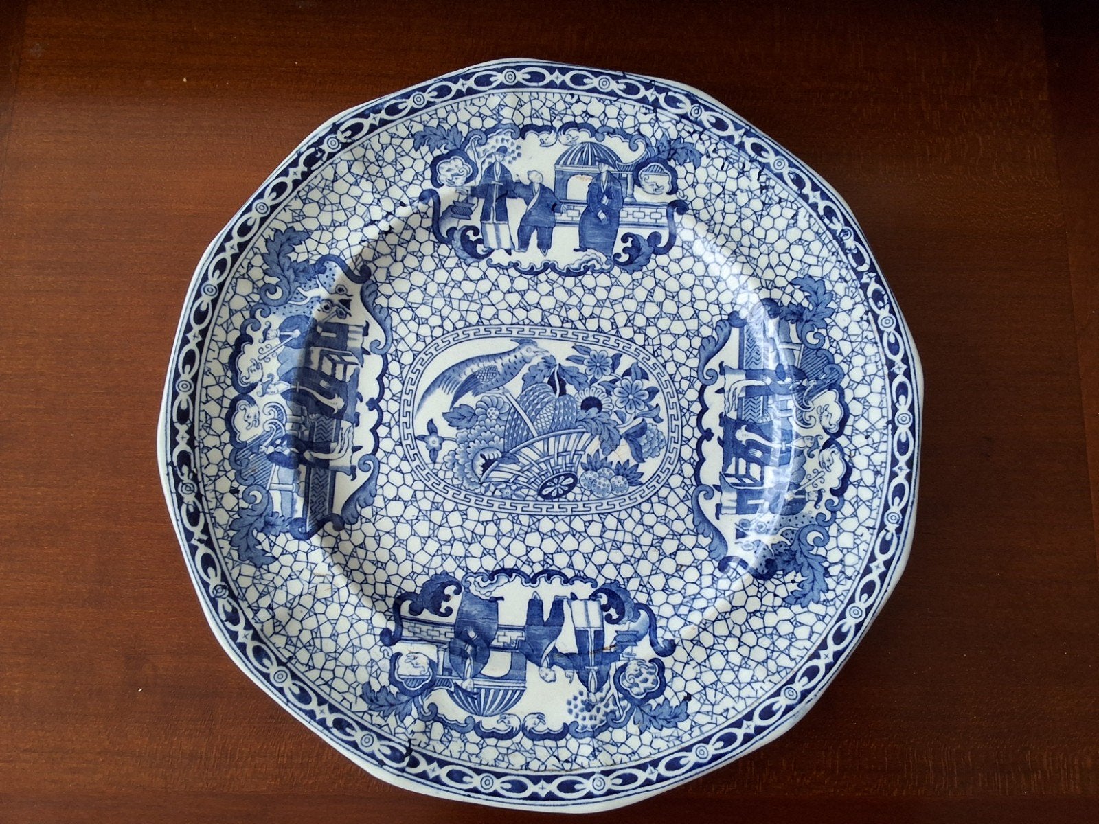 William Adams Chinoiserie Bord met Chinese Vogelmotief, Ophalen of Verzenden