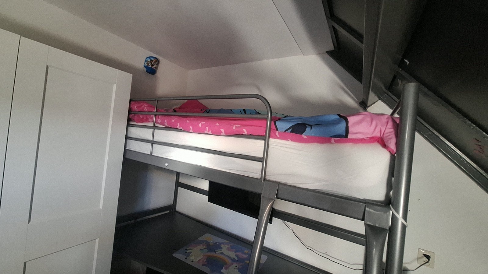 Hoogslaper grijs 180/200/95cm, Ophalen, Gebruikt, Eenpersoons, 160 tot 180 cm