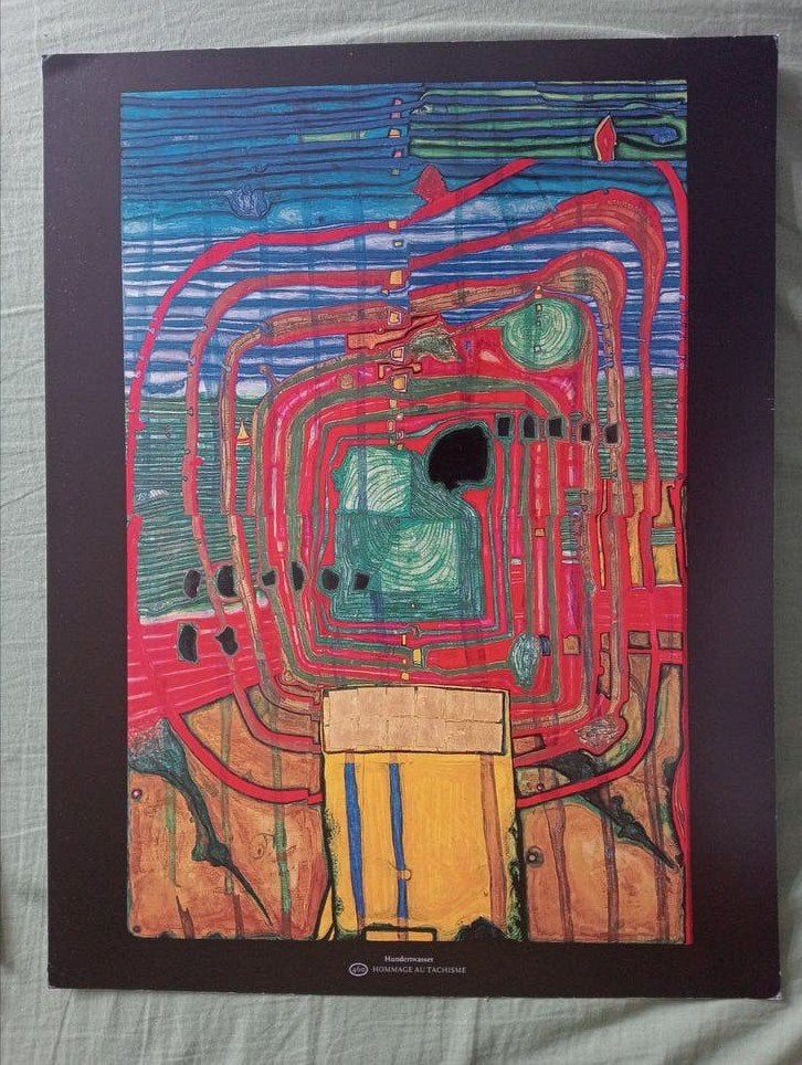 Friedensreich Hundertwasser print 'Hommage au Tachisme' 2001, Ophalen of Verzenden