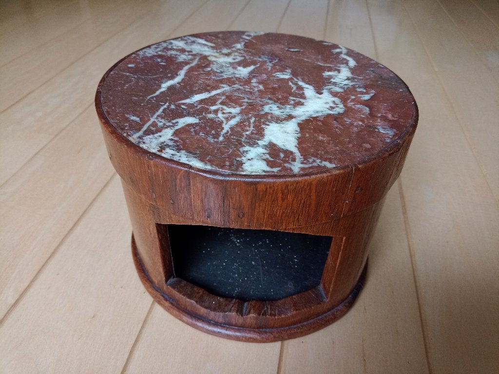 Antieke eiken stoof met rood marmeren warmplaat, Antiek en Kunst, Ophalen of Verzenden