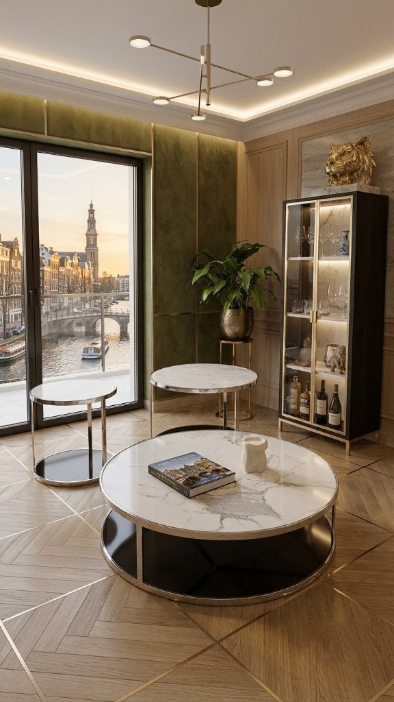 Exclusieve Minotti Huber Set (3 stuks) | Calacatta Marmer, Ophalen, 100 tot 150 cm, 50 tot 100 cm, Zo goed als nieuw