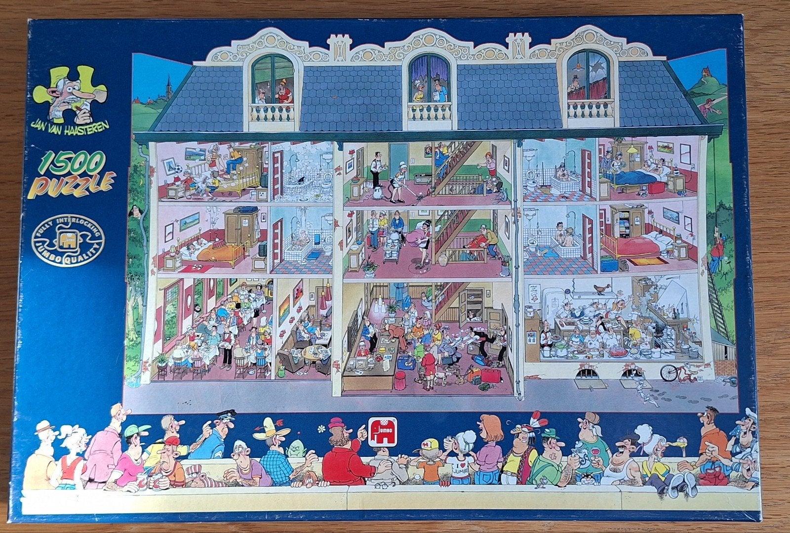 Jan van Haasteren puzzel: Hotel shaped, Hobby en Vrije tijd, Ophalen of Verzenden, 500 t/m 1500 stukjes, Zo goed als nieuw, Legpuzzel