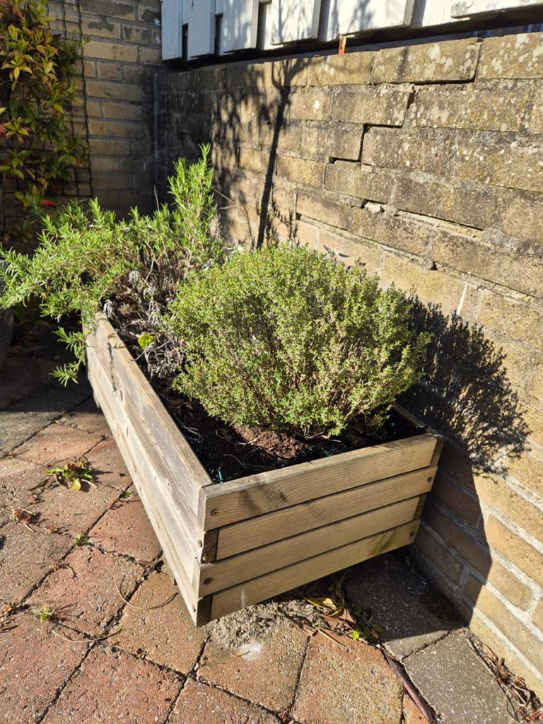 Houten plantenbak 40x80x33 (DxBxH), Tuin en Terras, Bloembakken en Plantenbakken, Ophalen, Gebruikt, Balkon, 60 tot 100 cm