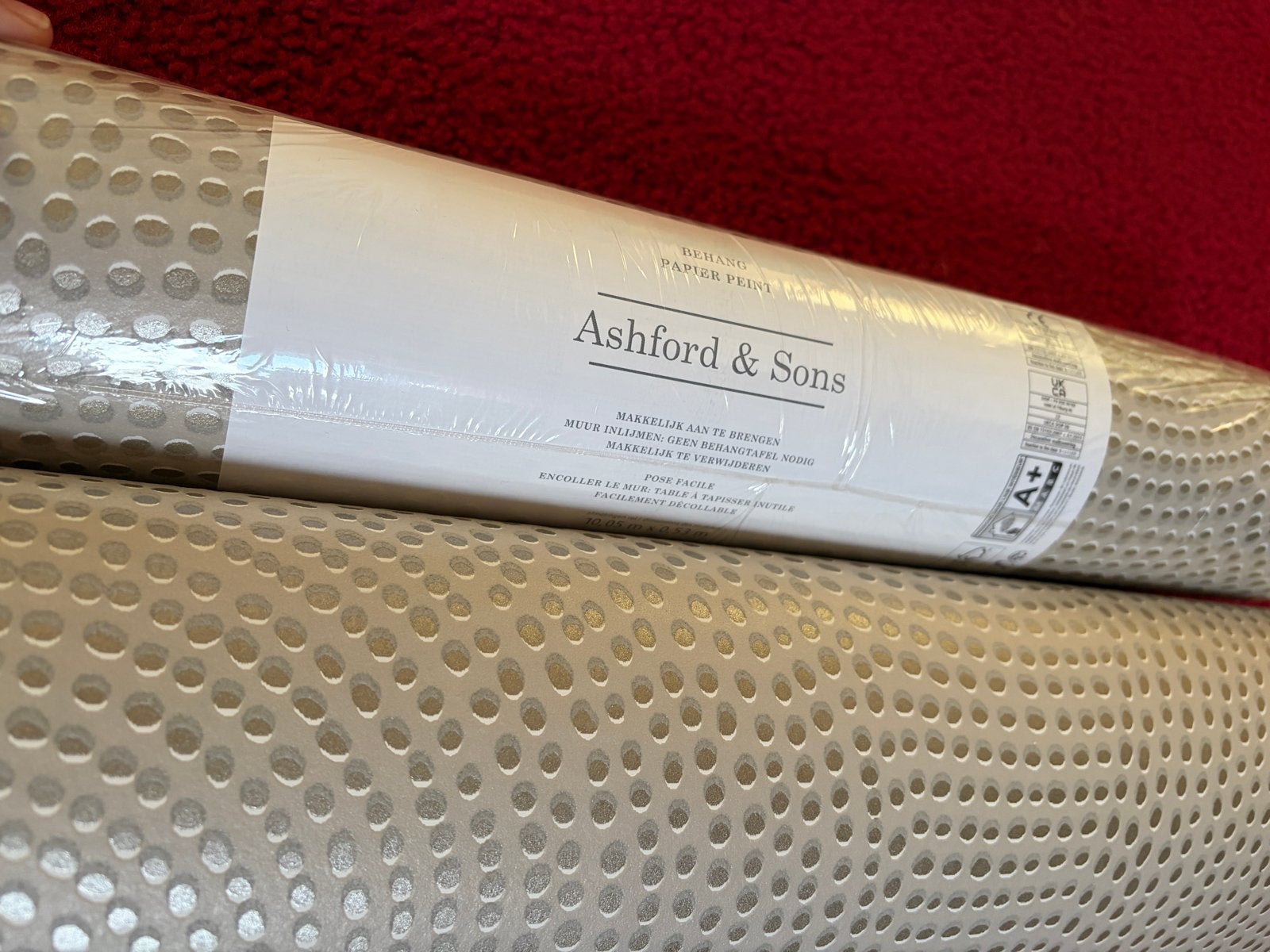 5 rollen Kwantum Behang Indy Beige, Ophalen, Overige merken, Beige, Geometrisch