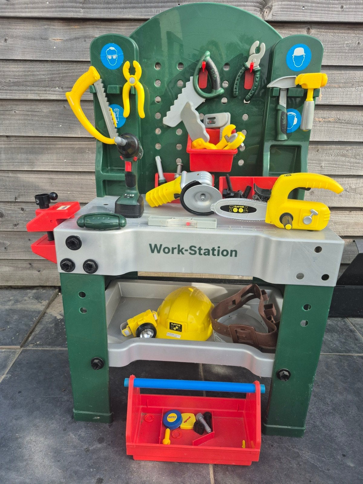 Timmerbank met 4 setjes. Work station speelgoed werkbank, Ophalen, Zo goed als nieuw, Bouwen, Met licht