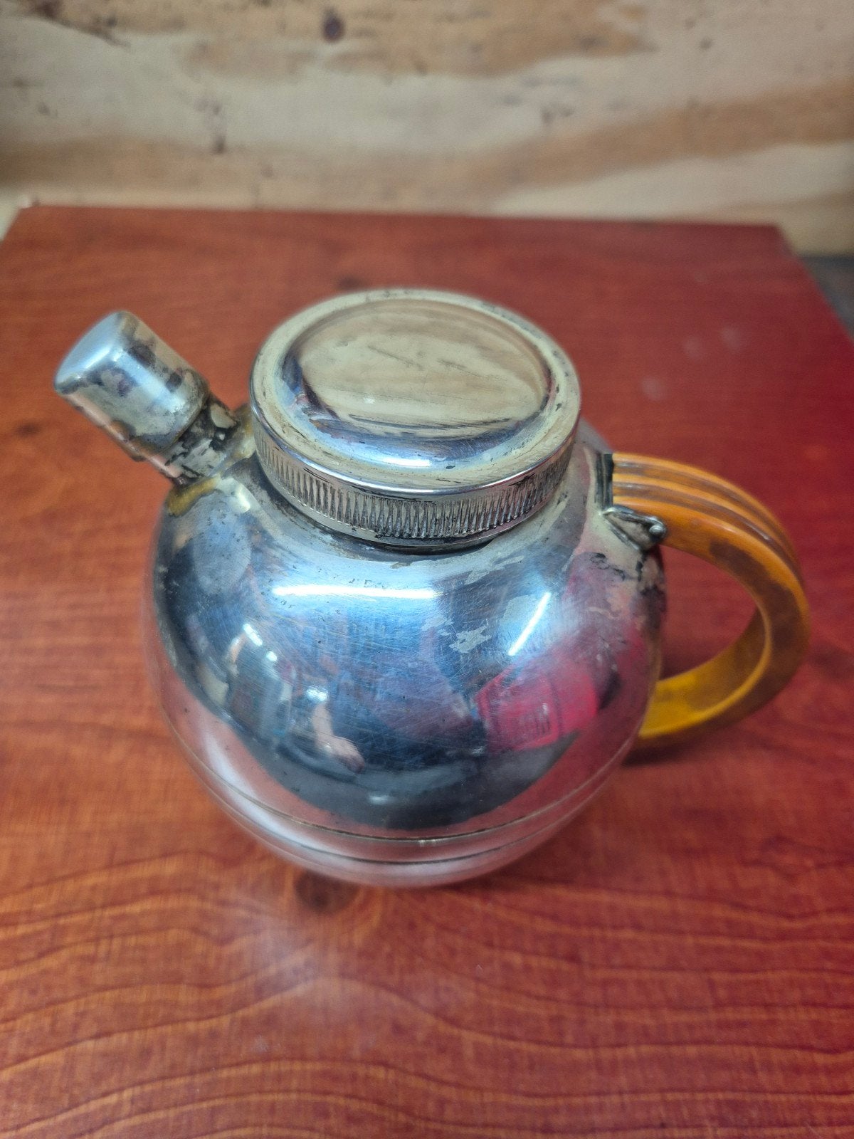 Vintage Verzilverde Theepot met Bakelieten Handvato, Ophalen of Verzenden