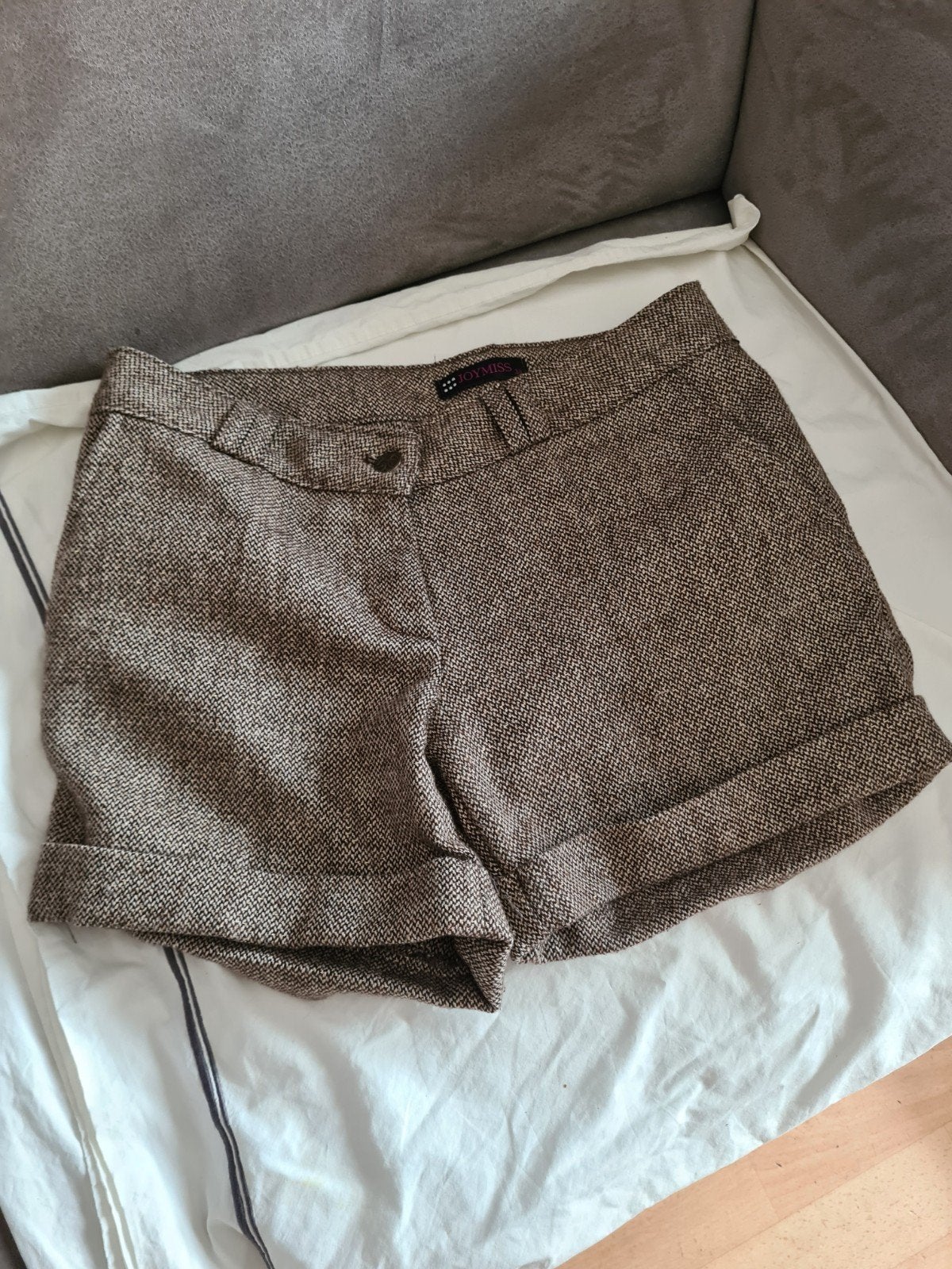 Joymiss tweed shorts maat 38, Maat 38/40 (M), Zo goed als nieuw, Bruin, Kort