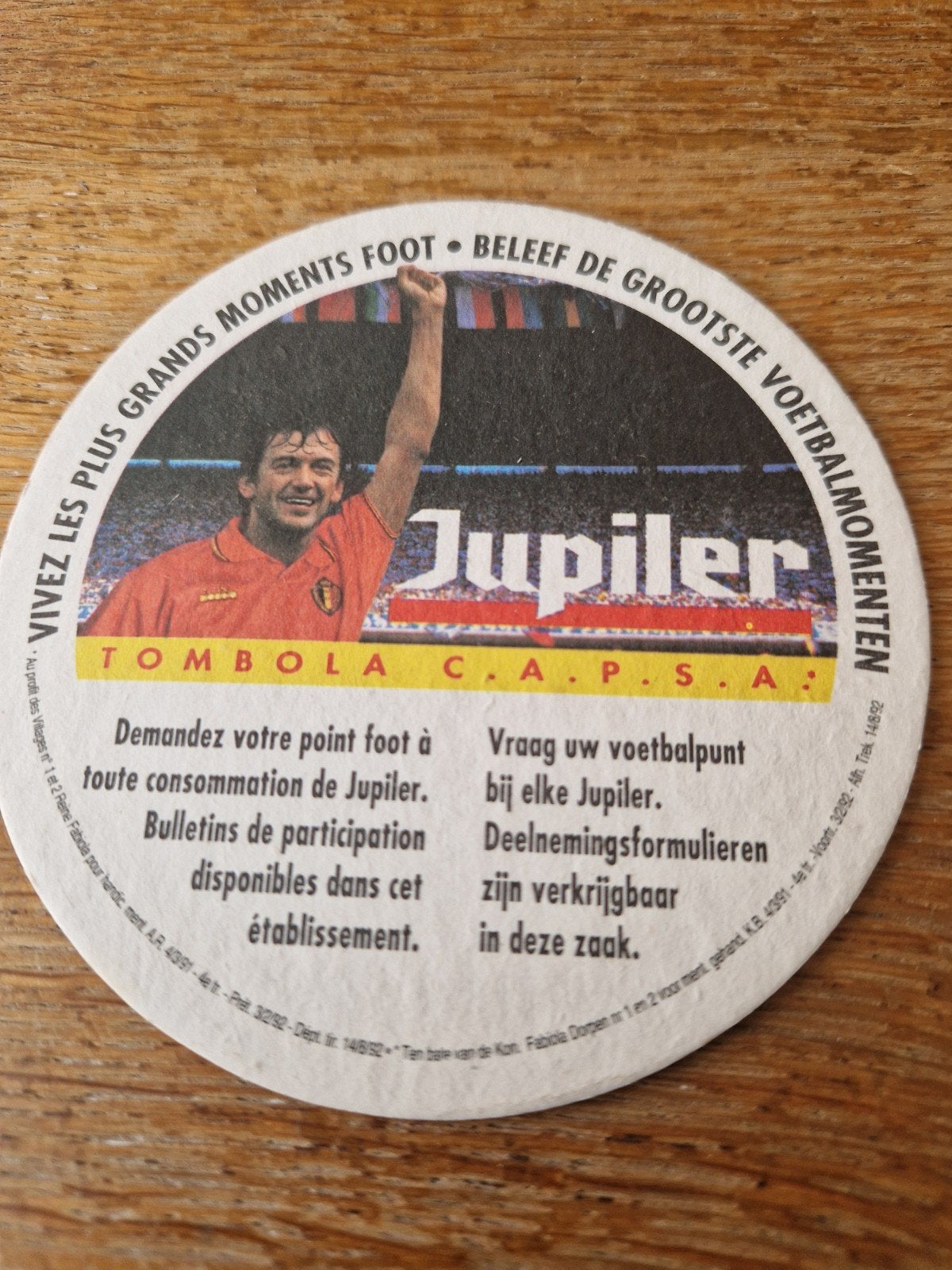 Vintage Jupiler bierviltje - Voetbal Tombola Capsa, Verzamelen, Ophalen of Verzenden, Gebruikt