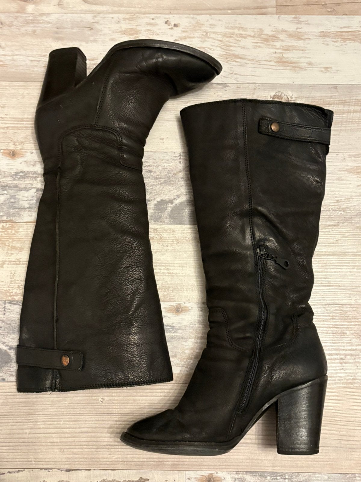Mooie zwarte dames laarzen echt leer, maat 37, Kleding | Dames, Hoge laarzen, Zwart, Ophalen of Verzenden, Zo goed als nieuw