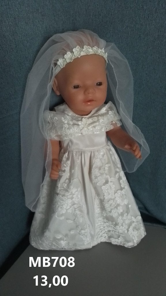 Poppenkleertjes baby born. Bruidsjurk. Opbrengst KiKa., Ophalen of Verzenden, Nieuw, Babypop