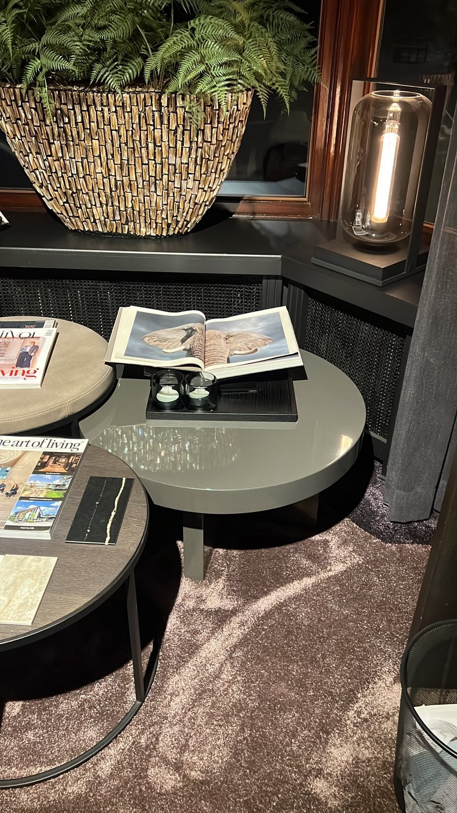 Keijser en Co ronde salontafel model Custom Dia80 hoogglans, Ophalen, Kunststof, 50 tot 100 cm, Modern strak in warme tint