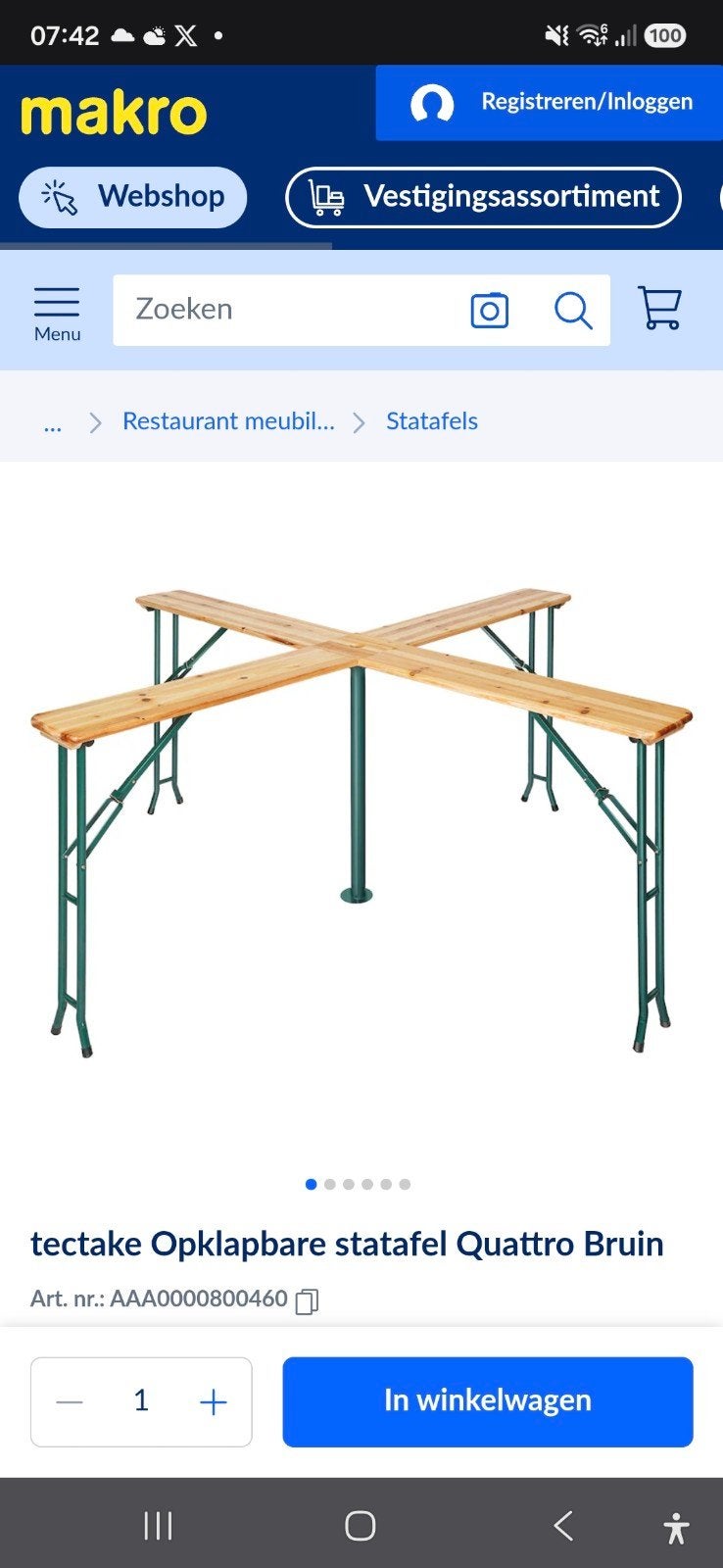 Inklapbare statafel/biertafel kruis, Ophalen of Verzenden