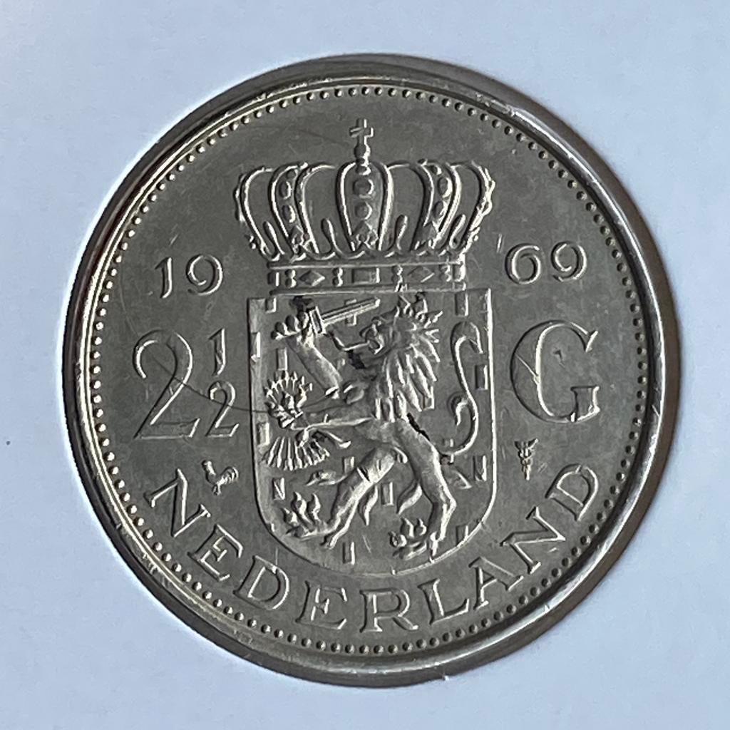 2,5 Gulden / Rijksdaalder uit 1969 mmt = Haan 🐓 van Juliana, Verzenden, Koningin Juliana, 2½ gulden, Losse munt