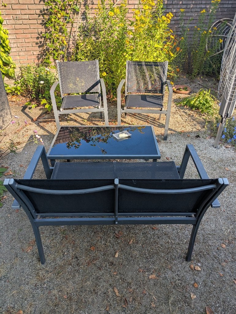 Tuinset, Tuin en Terras, Ophalen, 4 zitplaatsen, Gebruikt, Aluminium