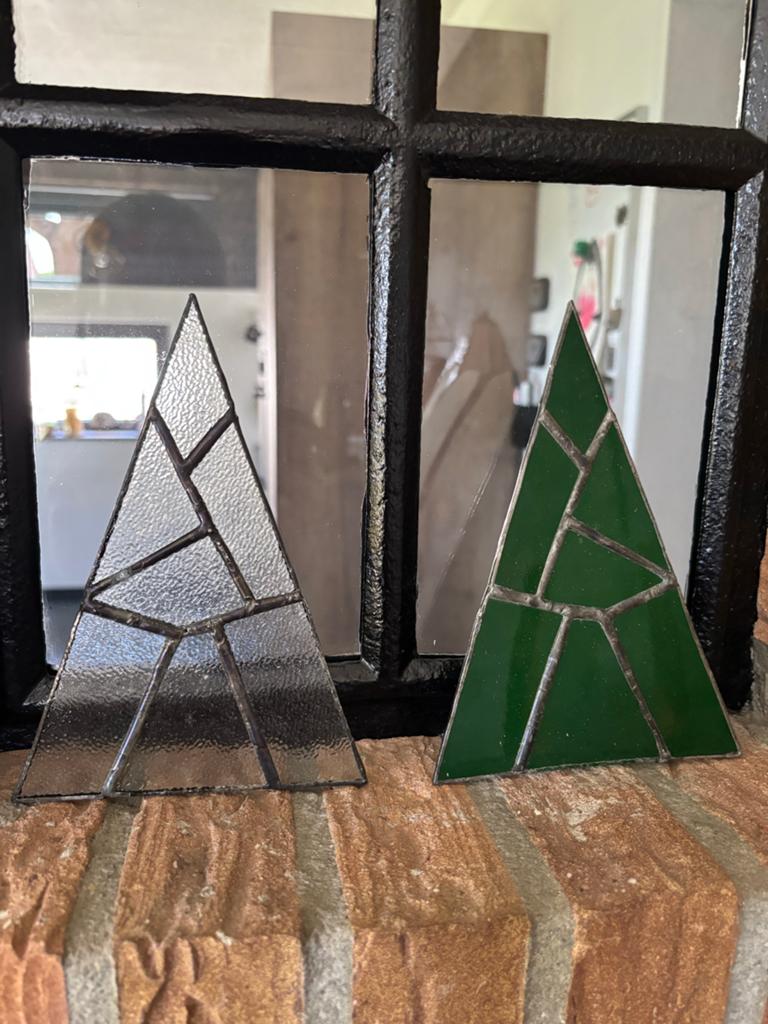 Tiffany Kerstboom Glas in Lood Decoratie, Ophalen, Groen, Nieuw, Klassiek