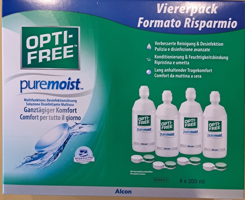 Opti-Free PureMoist lenzenvloeistof - 4x 300ml voordeelpak, Alcon Laboratories, Inc., 6201 South Freeway, Fort Worth, TX 76134, USA
