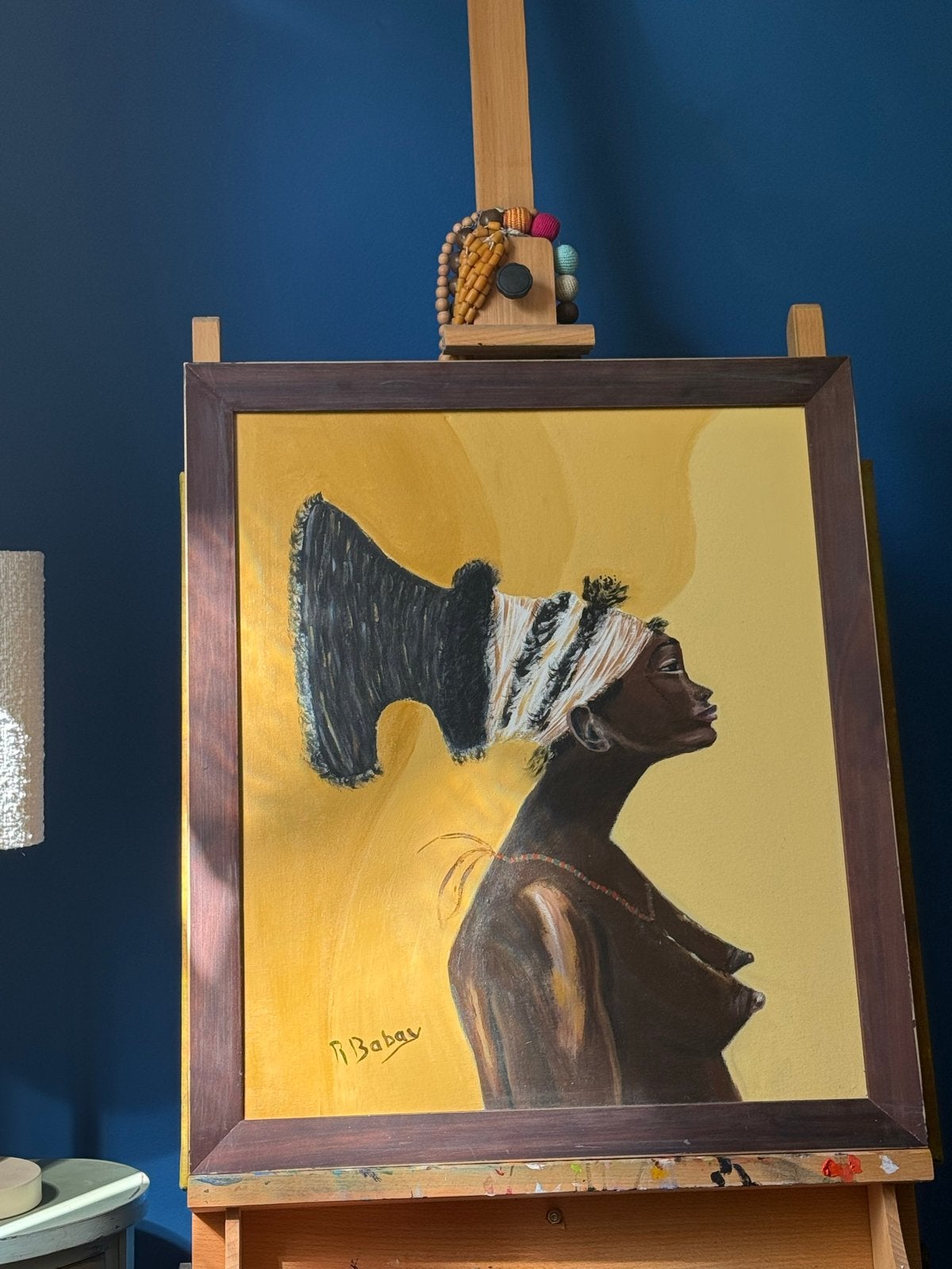 Schilderij 'Trots' - Afrikaanse vrouw in profiel, Antiek en Kunst, Kunst | Schilderijen | Modern, Ophalen of Verzenden, Portret