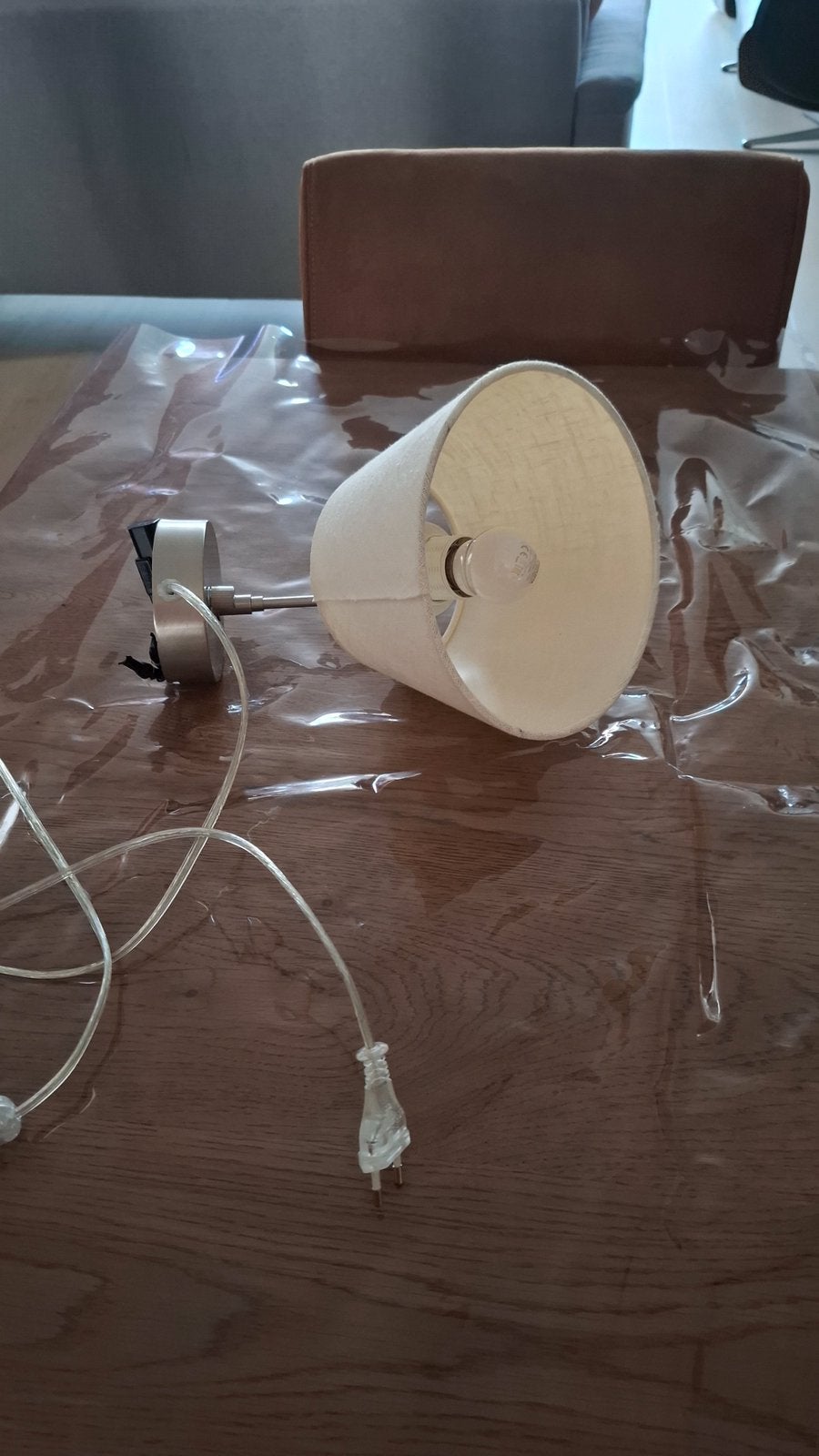 Wandlamp dimbaar met linnen kap, Ophalen of Verzenden, Zo goed als nieuw
