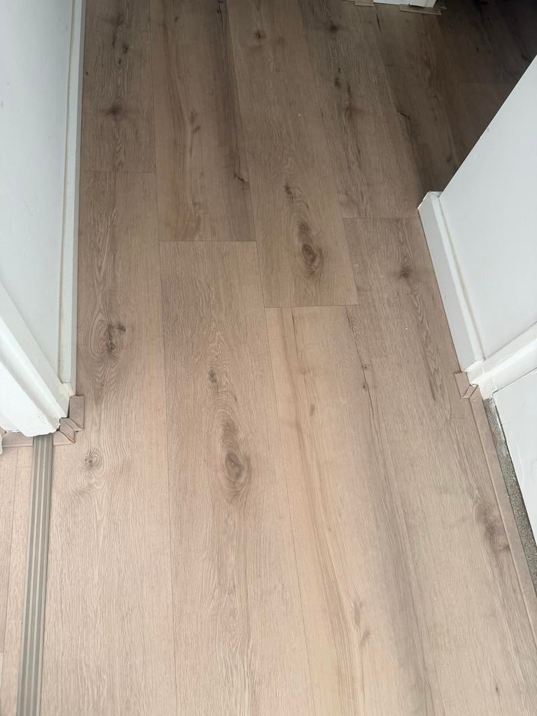 Pvc click , licht eiken look, Gebruikt, Beige, Ophalen of Verzenden, 10 tot 25 m²
