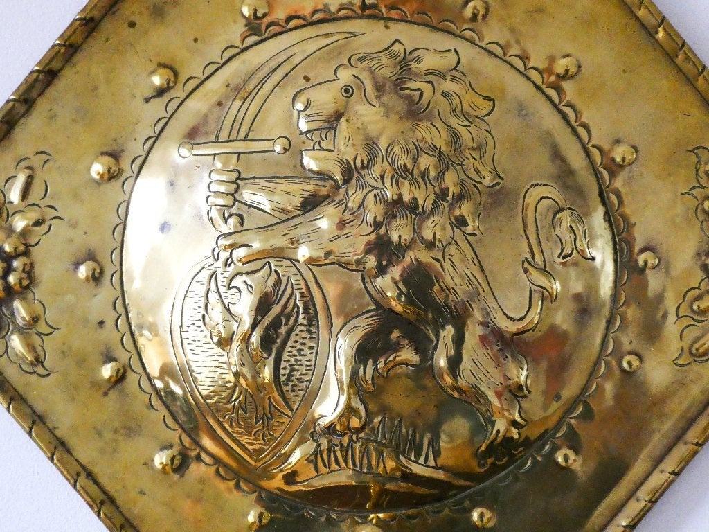 Hollandse blaker wandkandelaar lopende leeuw kandelaar, Ophalen of Verzenden, Koper of Brons