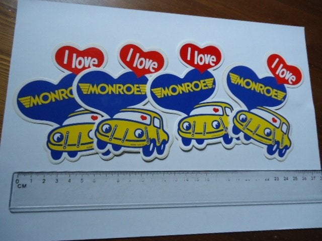 sticker oud LOVE MONROE auto smile dealer garage car 4x, Verzenden, Zo goed als nieuw, Bedrijf of Vereniging