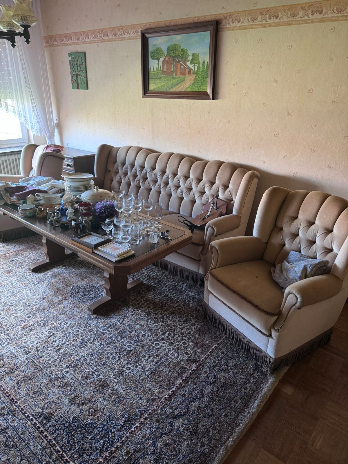 Vintage 3-zitsbank en fauteuil set, Ophalen