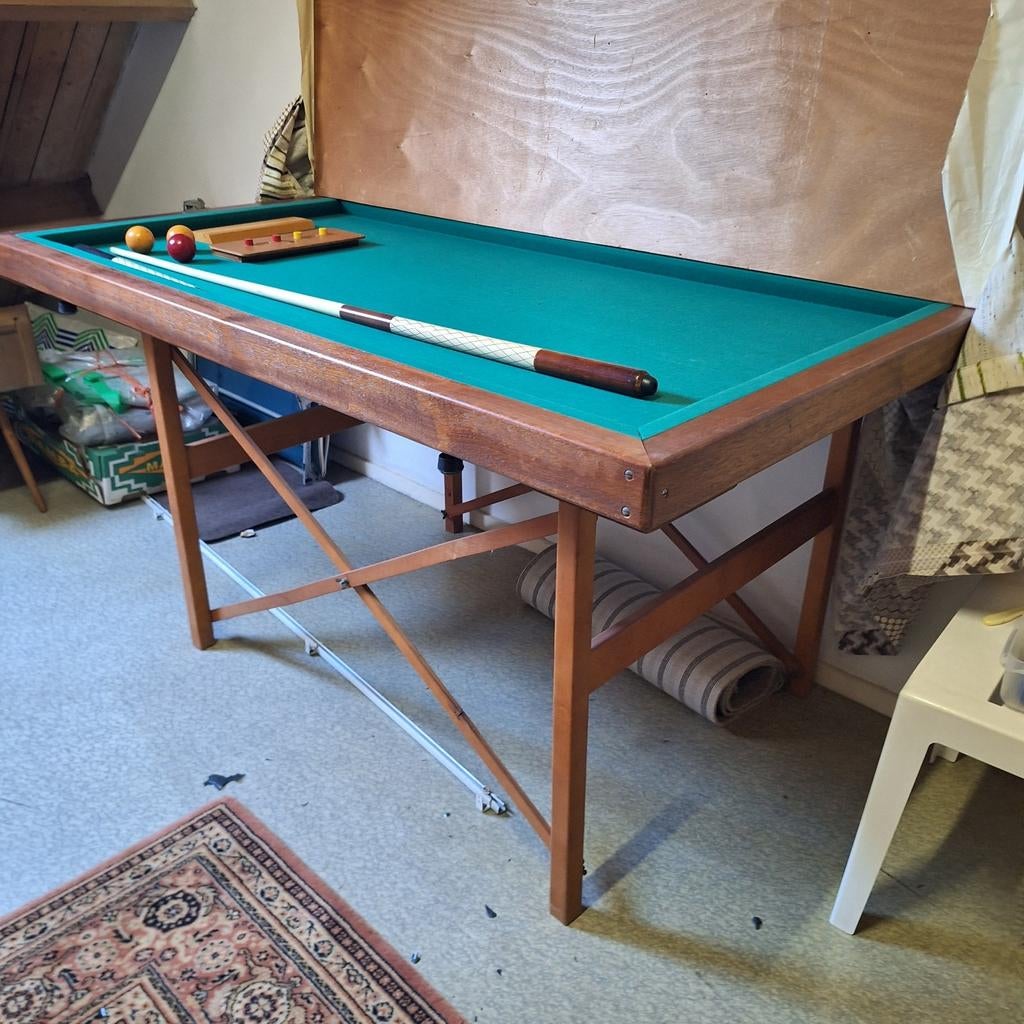 Vintage Biljarttafel met Accessoires - Perfect voor Thuis, Ophalen
